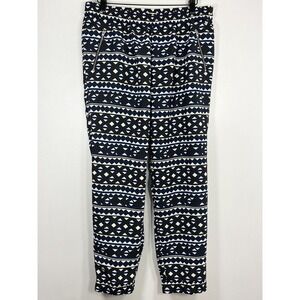 J Crew Factory black/blue Geo Ember print Sydney pull on jogger pant size 10